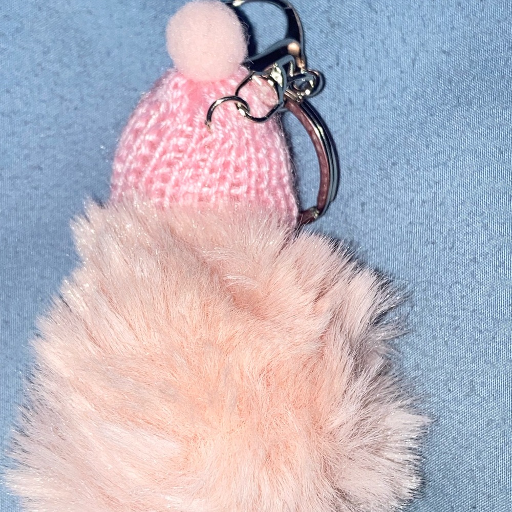 Pink Fluffy Pom Pom Sleeping Baby Baby Doll Keychain/Bag Charm - Picture 3 of 3